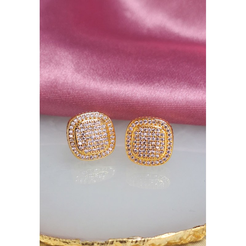 Aretes broquel cuadrados zirconia con bordes#134C