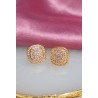 Aretes broquel cuadrados zirconia con bordes#134C