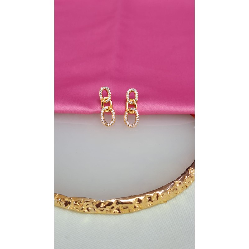 Aretes colgantes cadena zirconia #78D