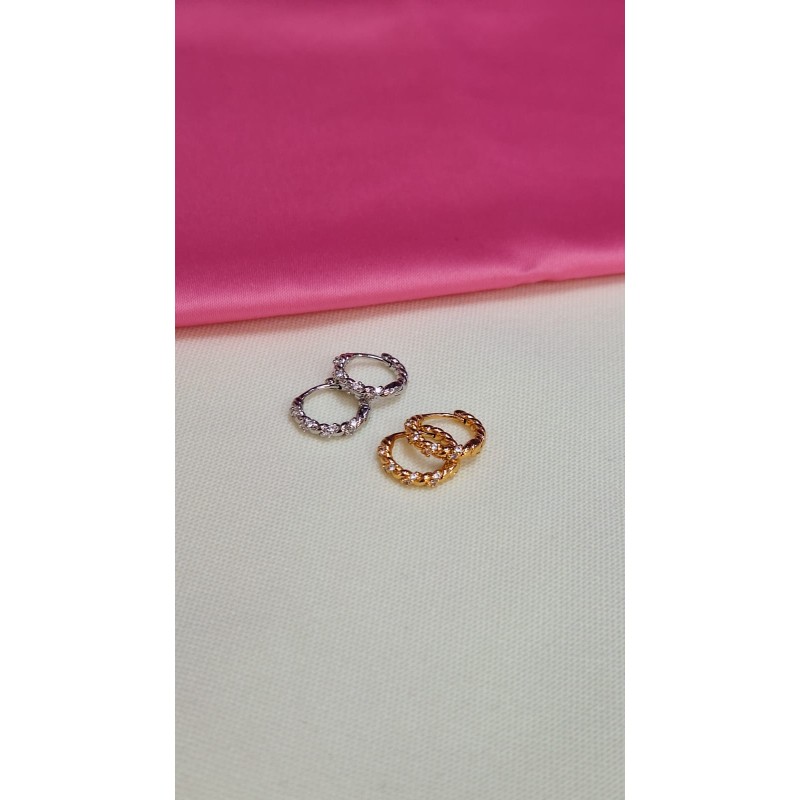 Aretes torsal zirconia dorado/plateado #185F