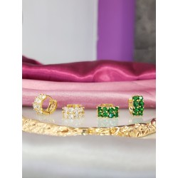 Aretes huggie verde/cristal #C112