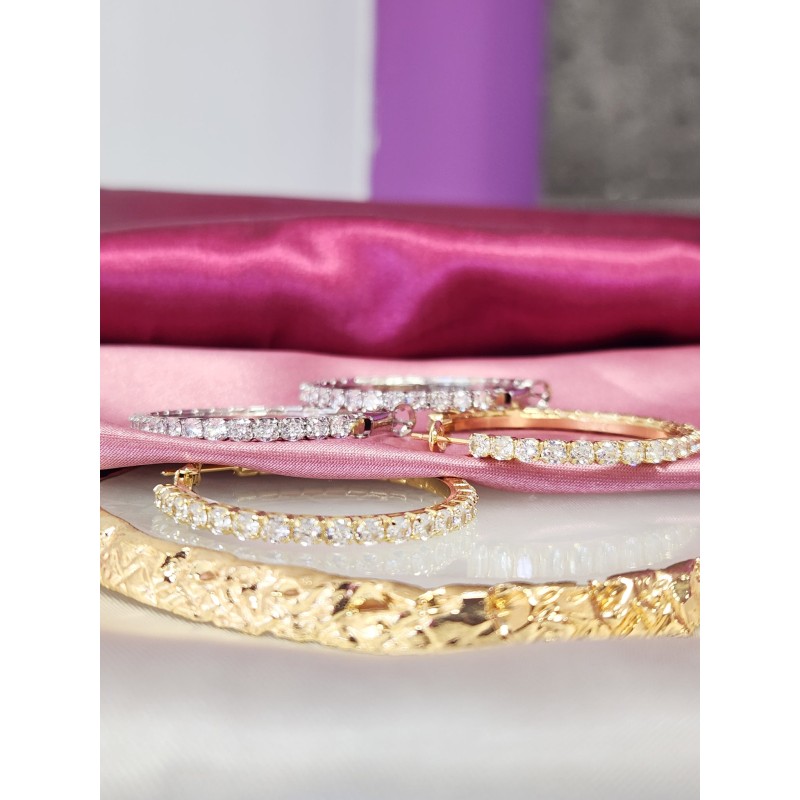 Aretes 4cm zirconia dorado / plateado #C98