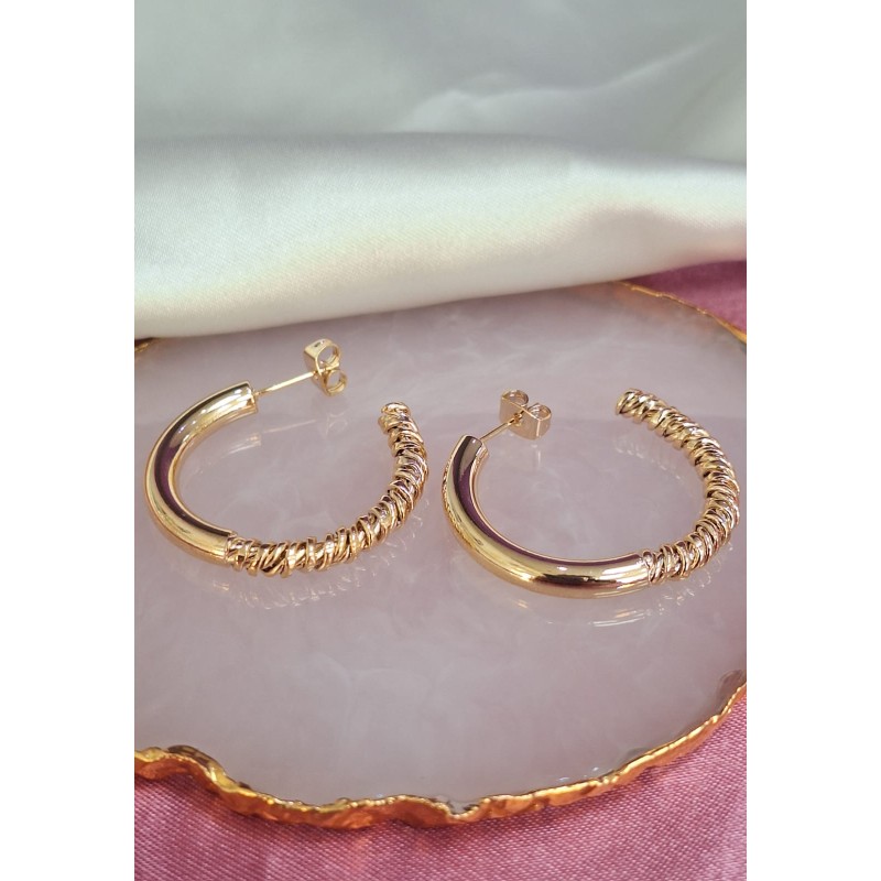 Arracadas mitad lisa mitad torsal #C123