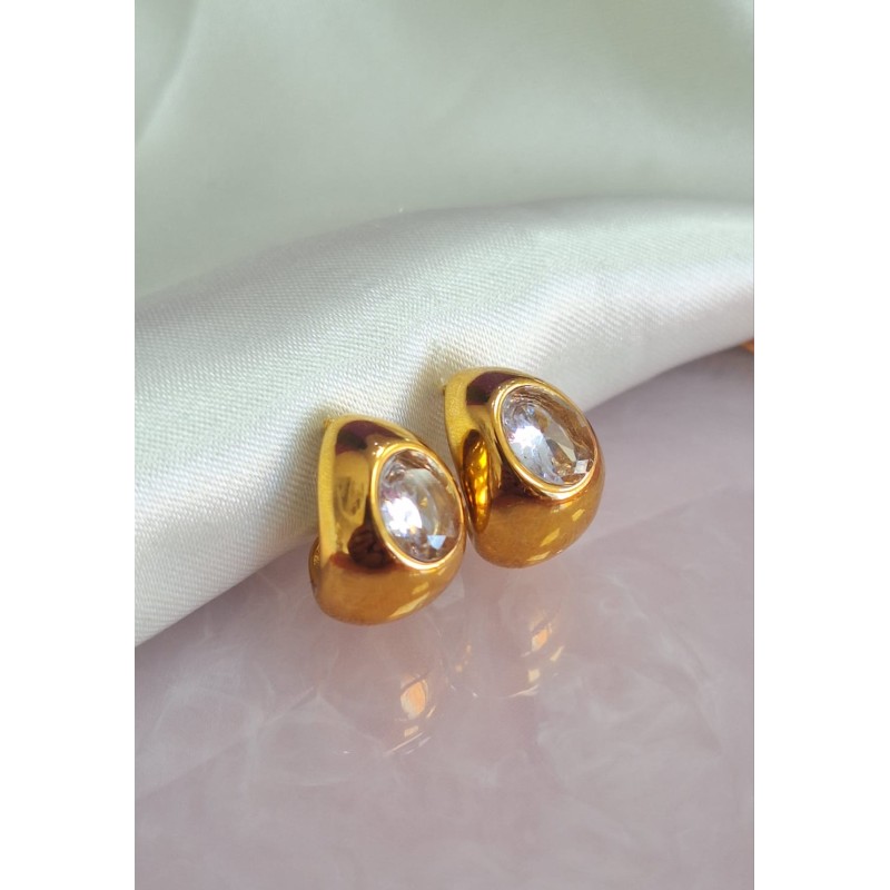 Aretes curveados con zirconia #A13