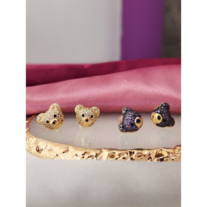 Aretes oso zirconia #C101