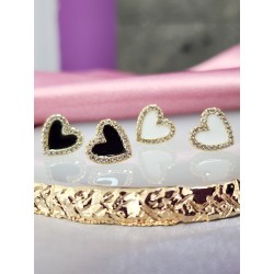 Aretes corazon zirconia #C114