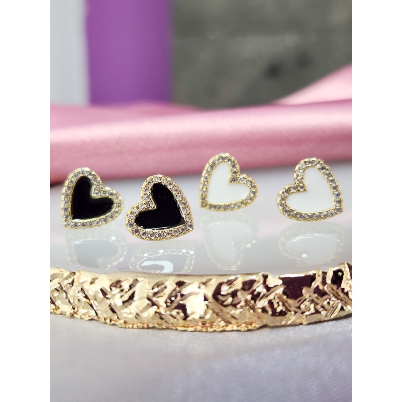 Aretes corazon zirconia #C114