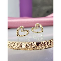 Aretes #8A corazon zirconia bolitas