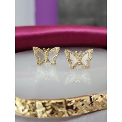 Aretes #1A mariposa madre perla zirconia