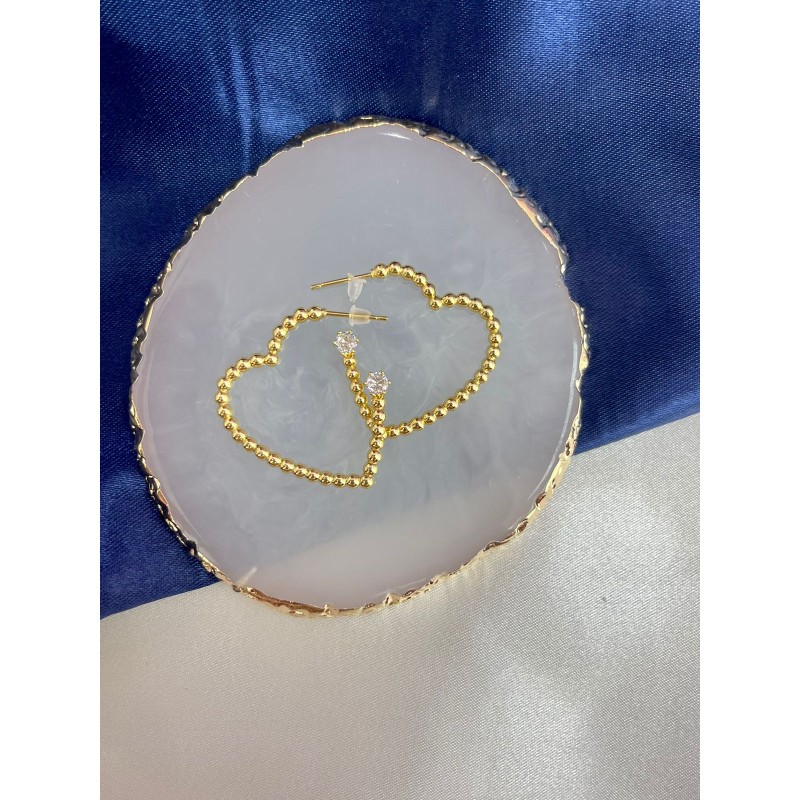 Arracadas corazon bolitas #197