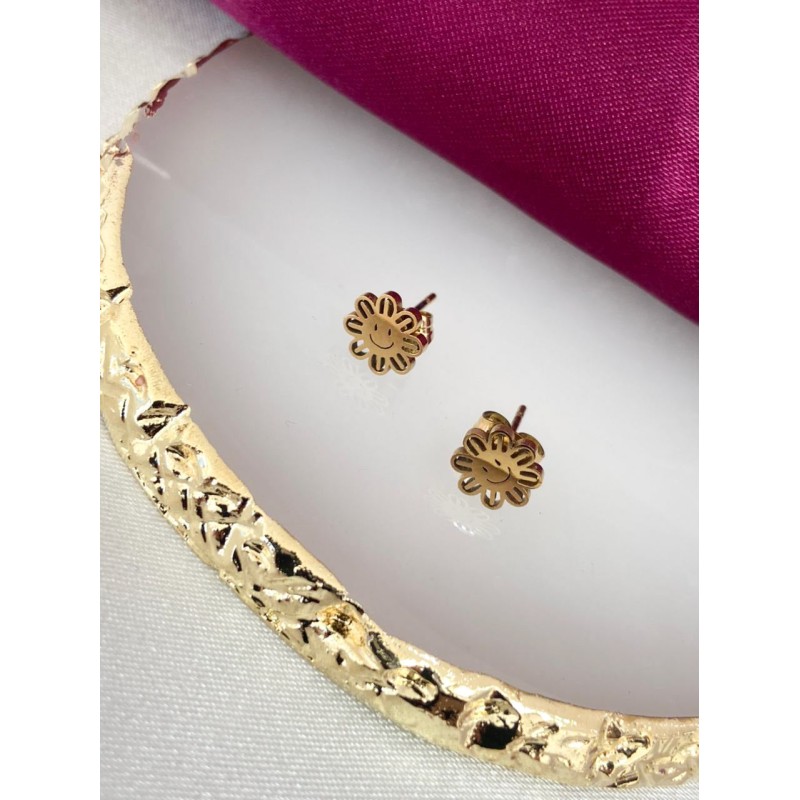 Aretes broquel flor sonriente #145