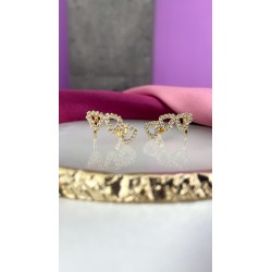 Aretes triple corazon zirconia #104B