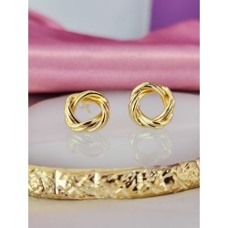 Arete dorado redondo doble entrelazado#0000