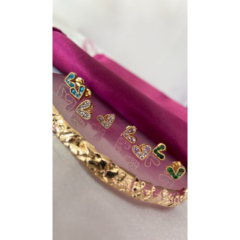 Aretes corazon zirconia colores #78