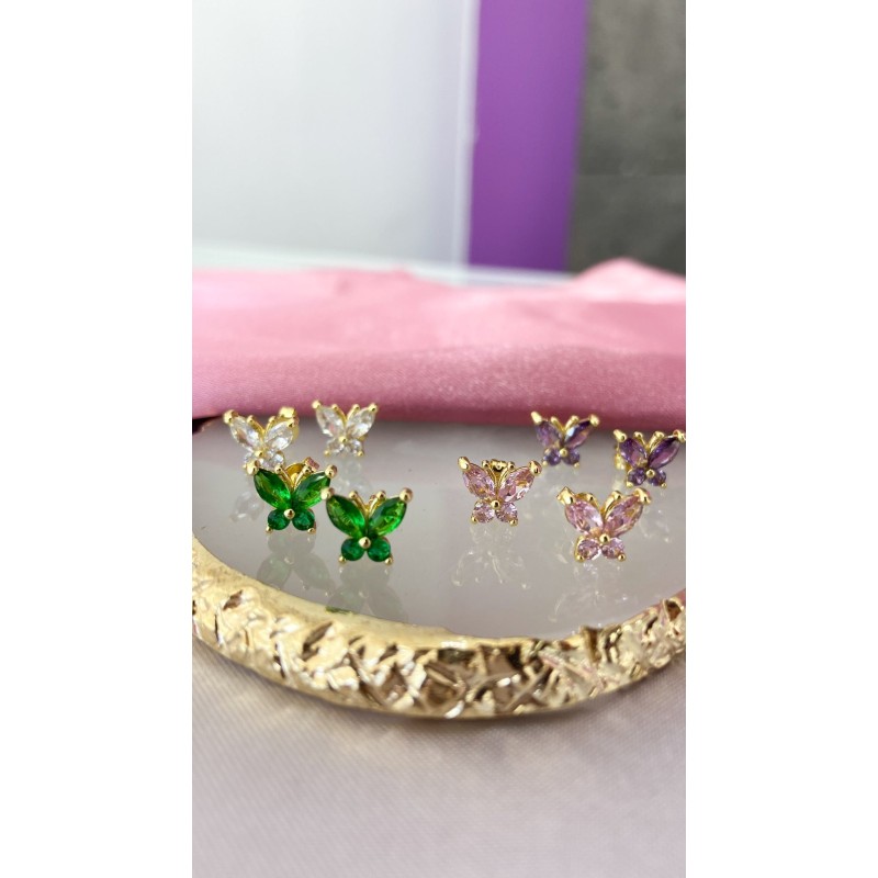 Aretes mariposas chicas zirconia #186