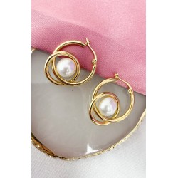 Aretes redondos con perla #C134