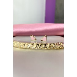 Aretes corazon rosa con alas #165A