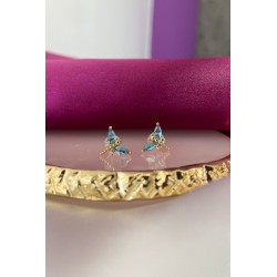 Aretes libelula azul zirconia #61A