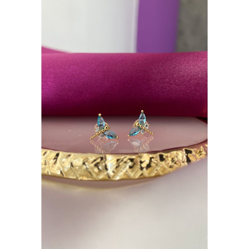 Aretes libelula azul zirconia #61A
