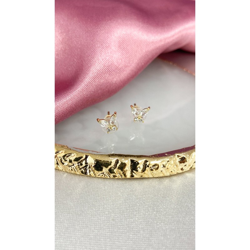 Aretes broquel mariposa zirconia #132D