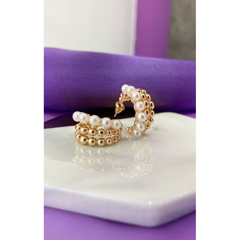 Aretes triples perlas #B4