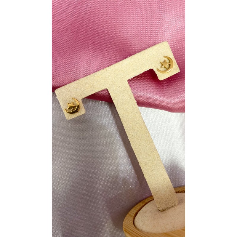 Aretes broquel Estrella luna #114A