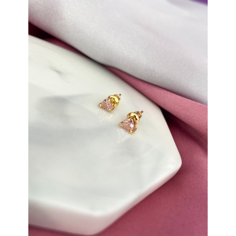 Aretes corazon mini rosa #82B