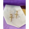 Aretes cruz con perlas #176