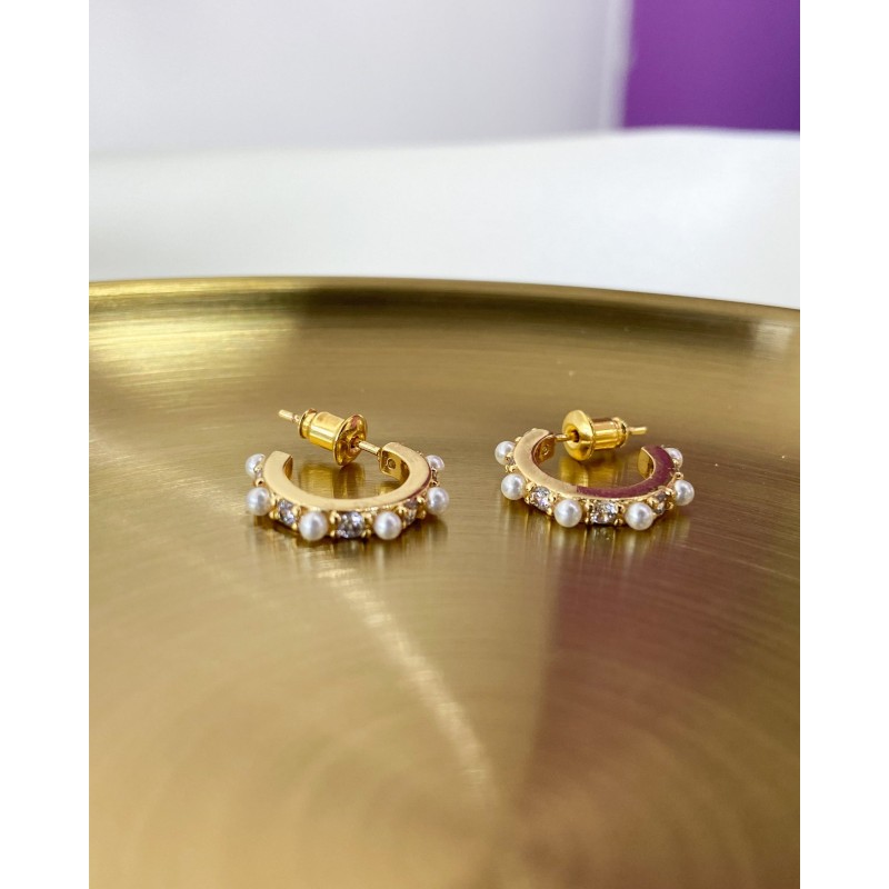 Aretes perlas zirconia #169