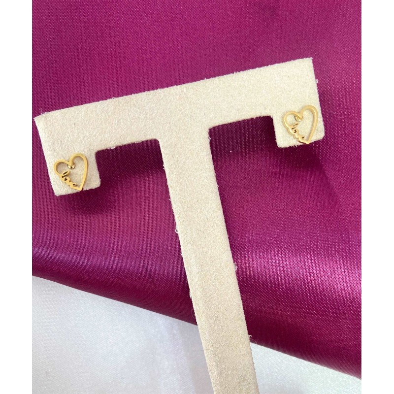 Aretes corazon hueco love acero #84