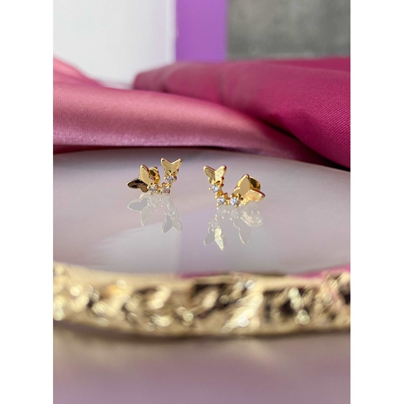 Aretes 2 mariposas con Zirconia #156