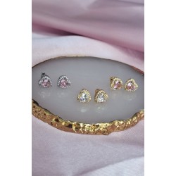 Aretes corazon con zirconia #151