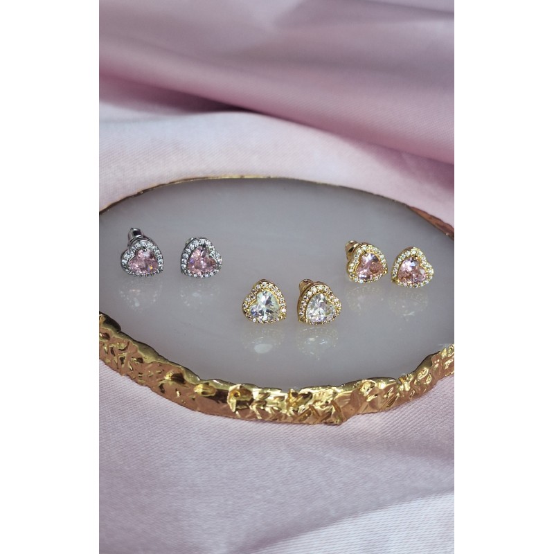 Aretes corazon con zirconia #151