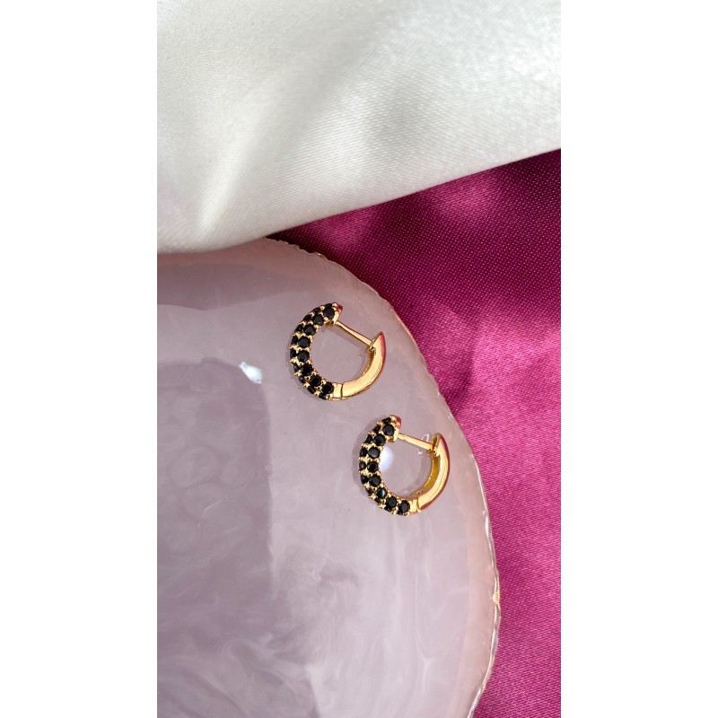 Aretes mitad zirconia negro #135