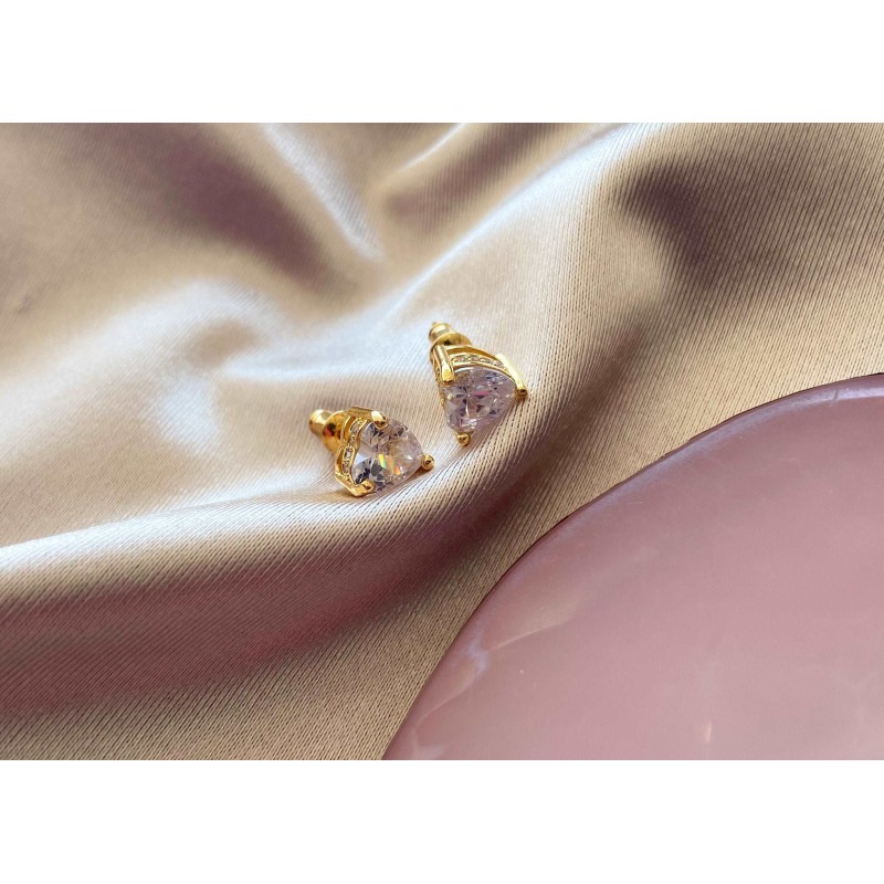 Aretes #113 corazon broquel contorno zirconia