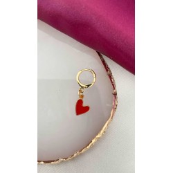 Arete corazon rojo plano irregular (1 pieza) #AA1