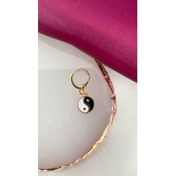 Arete ying yang blanco negro (1 pieza) #AA2
