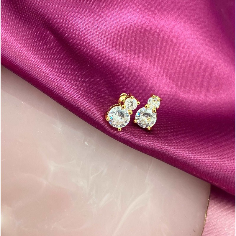 Aretes #106 doble circulo zirconia