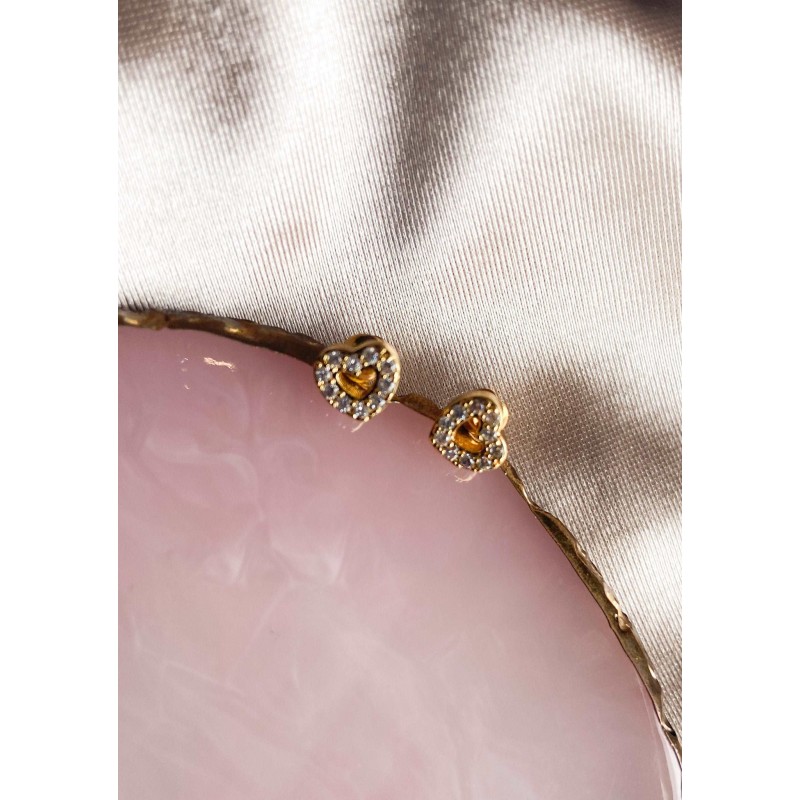 Aretes #93 corazon hueco zirconia chico