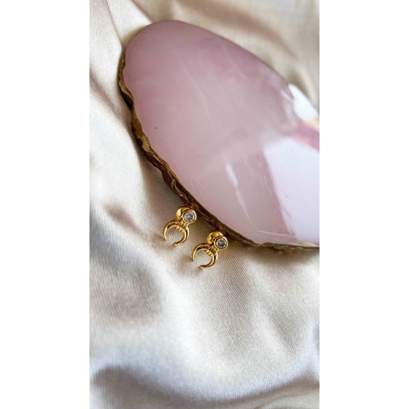 Aretes #87 media luna zirconia cristal