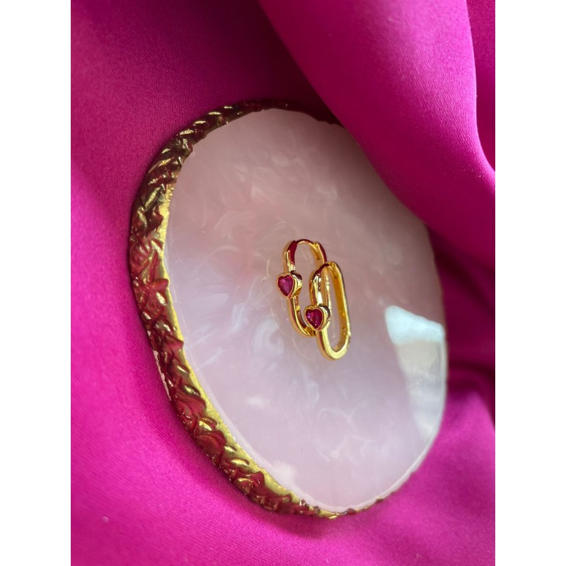 Aretes #66 ovaladas Corazon rojo frente