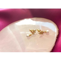 Aretes #60 hojas con Perla zirconia
