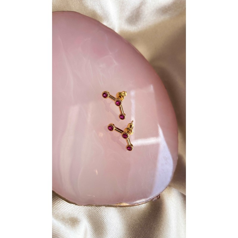 Aretes #56 constelacion zirconia rosa