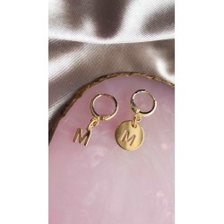 Aretes inicial hueca y mini (Par) #9