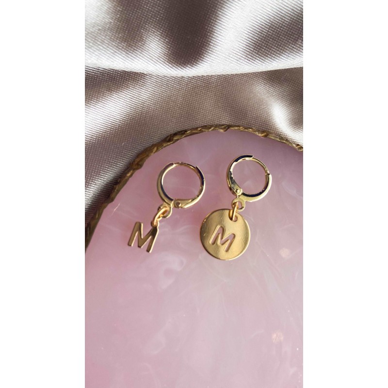 Aretes inicial hueca y mini (Par) #9