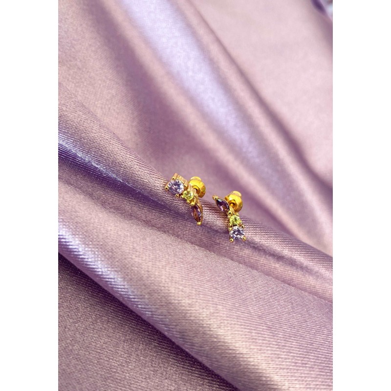 Aretes #38 curva colores Zirconia broquel